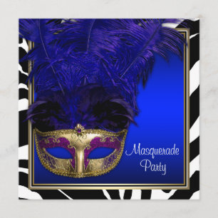 Uitnodigingen van de Royal Blue Zebra Masquerade P