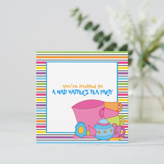 Uitnodigingen van de Tea Party van Mad Hatter (Staand voorkant)