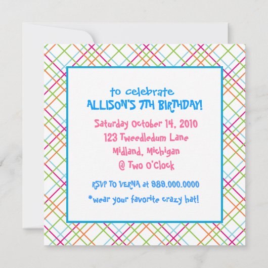 Uitnodigingen van de Tea Party van Mad Hatter (Achterkant)