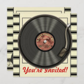 uitnodigingen van de Vinyl Record-partij (Voorkant / Achterkant)