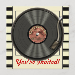 uitnodigingen van de Vinyl Record-partij