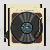  uitnodigingen van de Vinyl Record-partij (Voorkant / Achterkant)