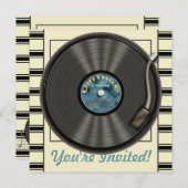  uitnodigingen van de Vinyl Record-partij (Voorkant / Achterkant)