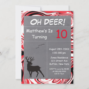 Uitnodigingen van Deer Red Camouflage Birthday Par