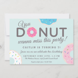 Uitnodigingen van donut-partijen   Donut Birthday 