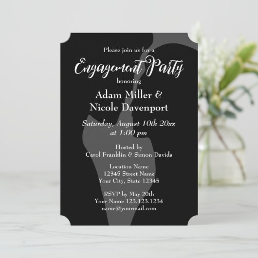 Uitnodigingen van externe, zwarte en witte verlofp (Staand voorkant)