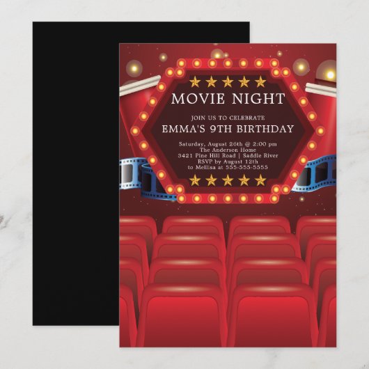Uitnodigingen van filmfeest ter gelegenheid van zo (Voorkant / Achterkant)