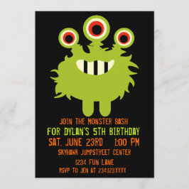 Uitnodigingen van Groene Oranje Monster Birthday P