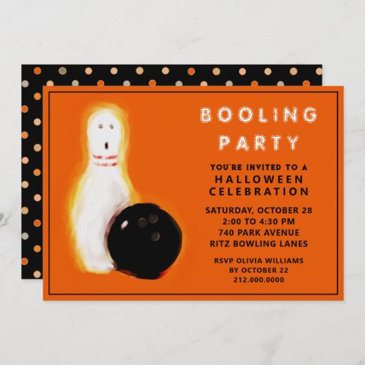 Uitnodigingen van Halloween Bowling Party (Voorkant / Achterkant)