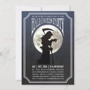 Uitnodigingen van Halloween-partijen   Moon & Grim
