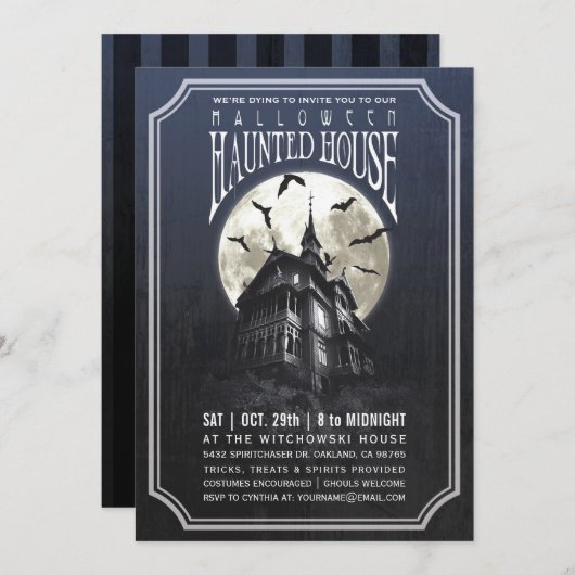 Uitnodigingen van het Halloween Haunted House (Voorkant / Achterkant)