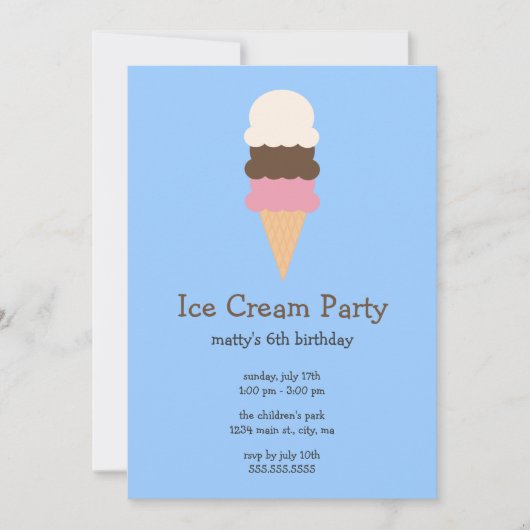 Uitnodigingen van Ice Cream Party (Voorkant)