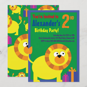 Uitnodigingen van Lion Animal Kind Birthday Party