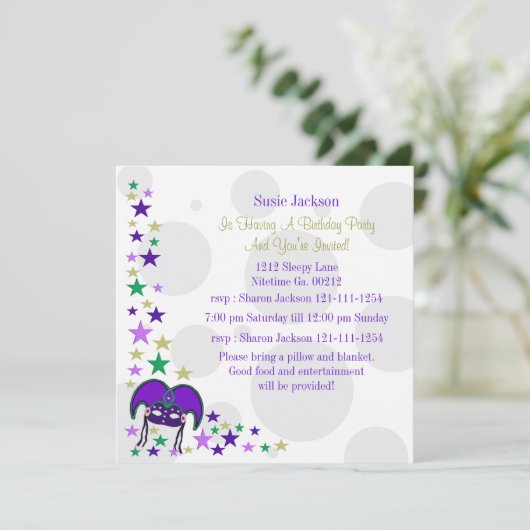 Uitnodigingen van Mardi Gra (Staand voorkant)