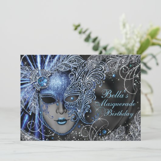 Uitnodigingen van Masquerade Party (Staand voorkant)