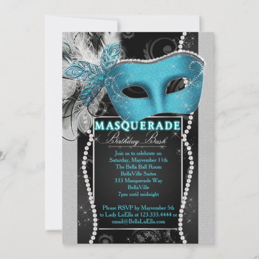 Uitnodigingen van Masquerade Party (Achterkant)