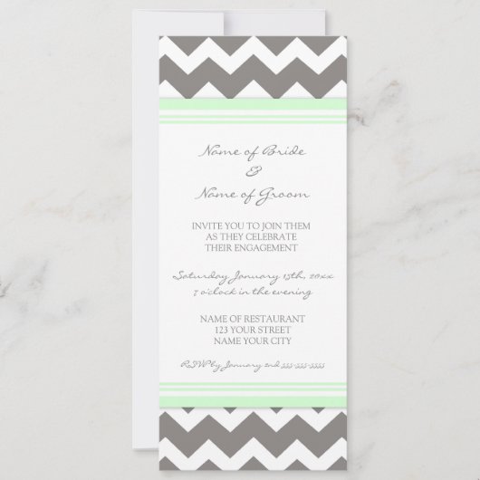Uitnodigingen van Mint Gray Chevron Engagement Par (Voorkant)