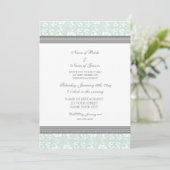 Uitnodigingen van Mint Grey Damask Engagement Part (Staand voorkant)