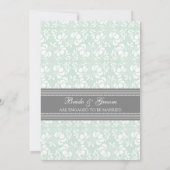 Uitnodigingen van Mint Grey Damask Engagement Part (Achterkant)