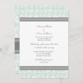 Uitnodigingen van Mint Grey Damask Engagement Part (Voorkant / Achterkant)