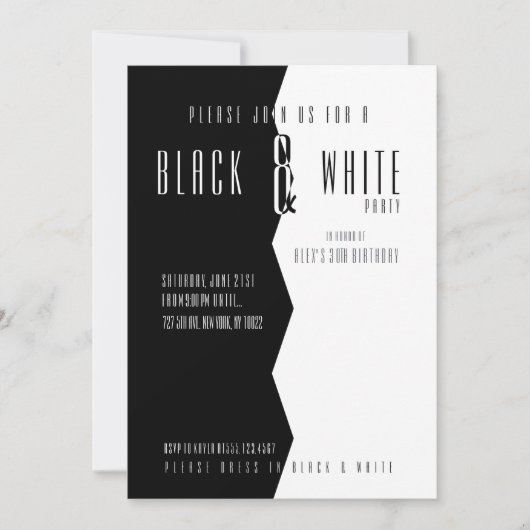 Uitnodigingen van moderne, zwarte en witte partije (Voorkant)