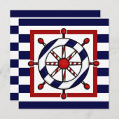 Uitnodigingen van Nautical Party (Voorkant / Achterkant)