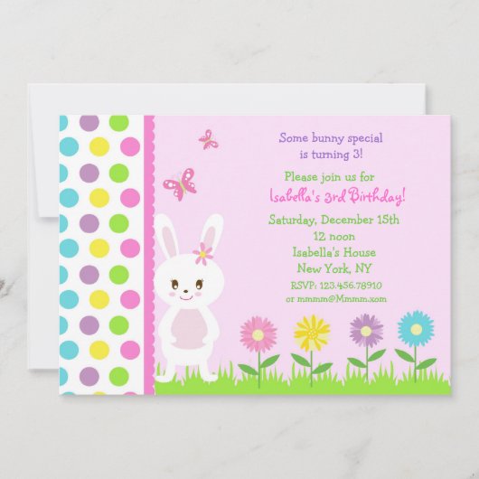 Uitnodigingen van paasbunny Birthday Party (Voorkant)