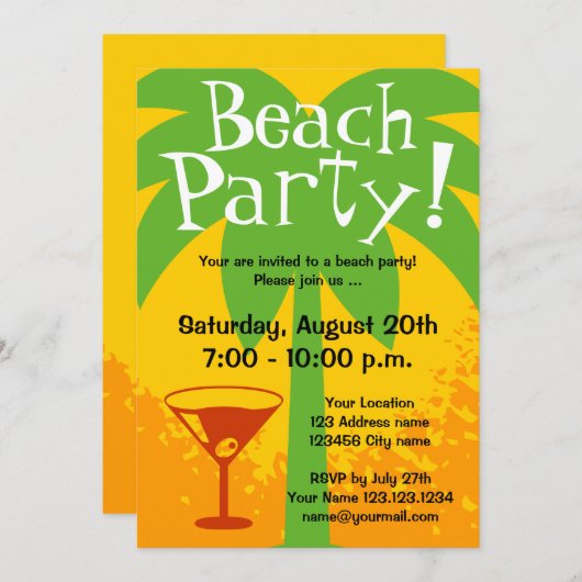 Uitnodigingen van partijen| Aangepaste uitnodiging (Voorkant / Achterkant)