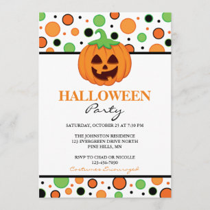 Uitnodigingen van Polka Dot Pumpkin Halloween Part