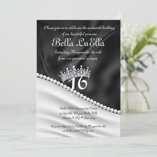 Uitnodigingen van prinses Bling Diamond Party (Staand voorkant)