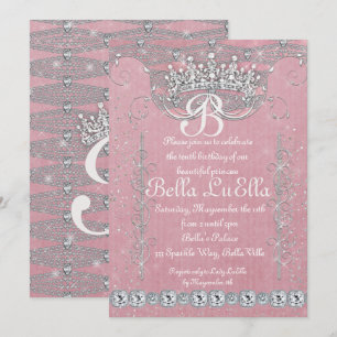 Uitnodigingen van prinses Bling Diamond Party