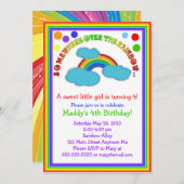 Uitnodigingen van Rainbow Birthday Party (Voorkant / Achterkant)