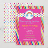 Uitnodigingen van Rainbow Birthday Party (Voorkant / Achterkant)