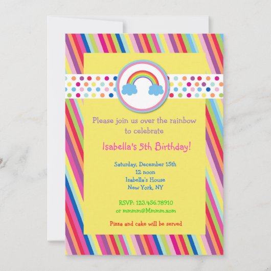 Uitnodigingen van Rainbow Birthday Party (Voorkant)