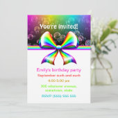 Uitnodigingen van Rainbow-lintfeest (aanpasbaar!) (Staand voorkant)