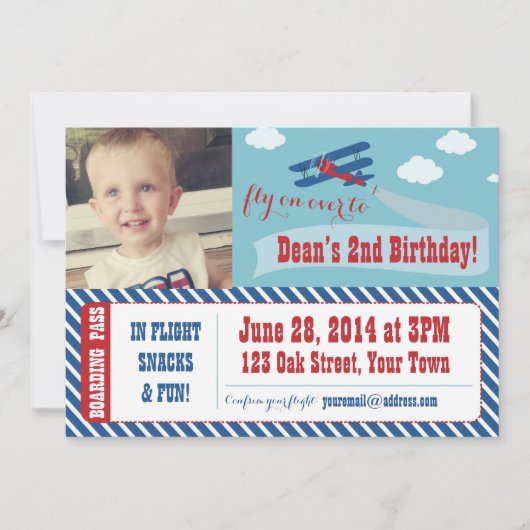 Uitnodigingen van Retro Airplane Party (Voorkant)