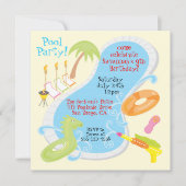 Uitnodigingen van Retro Pool Party (Voorkant)