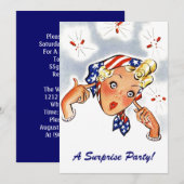 Uitnodigingen van Retro Whimsical Surprise Party (Voorkant / Achterkant)