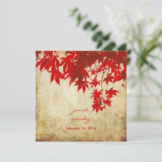 Uitnodigingen van  Rode Mapel om te bladeren/herfs (Staand voorkant)