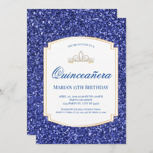 Uitnodigingen van Royal Blue Glitter Quinceañera