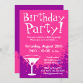 Uitnodigingen van roze Birthday | Aangepaste uitno (Voorkant / Achterkant)