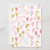 Uitnodigingen van roze en goudharten (Achterkant)