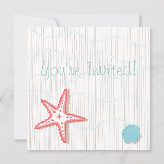 Uitnodigingen van Seashell Beach Party (Achterkant)