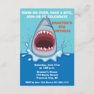 Uitnodigingen van Shark Birthday Party