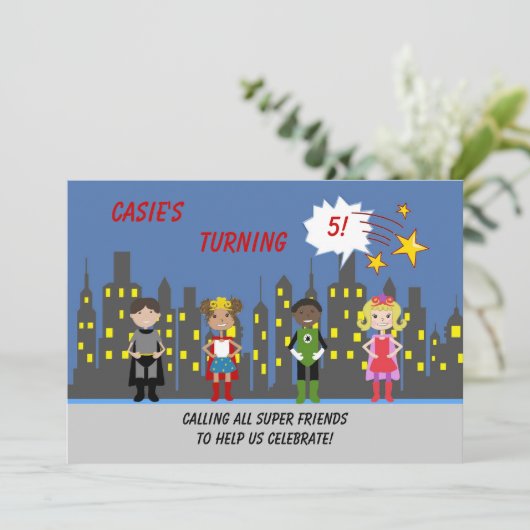 Uitnodigingen van superheld Party (Staand voorkant)