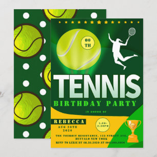 Uitnodigingen van Tennis Green en Yellow Birthday 