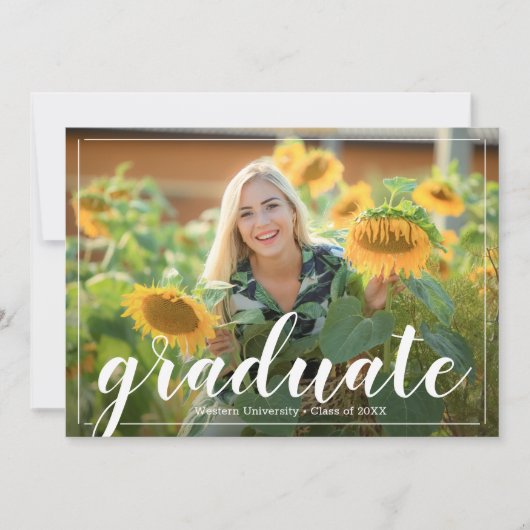 Uitnodigingen van Trendy Script Photo Graduation P (Voorkant)