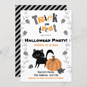 Uitnodigingen van trick or treat Halloween Party