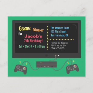 Uitnodigingen van TV Video Game Night Party