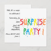 Uitnodigingen van "verrassende partij" (Voorkant / Achterkant)